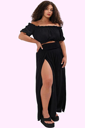 Kadın Plaj Pantolonu Geniş Paça Viskoz Crinkle Dokuma Çiçekli Desen Yaz Aylarının Vazgeçilmezi