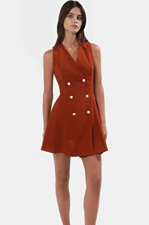 Şık Mini Elbise Nefes Alan Dokuma Kumaş Yazlık Ceket Elbise Kaliteli İşçilik