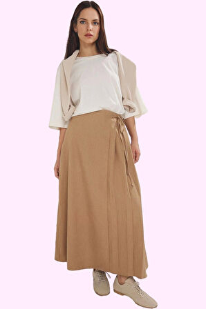 Kadın A line Maxi Etek 100% Polyester Dokuma Kumaş Ramadan Koleksiyonu Ofis Şıklığı Günlük Kullanım