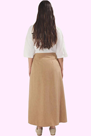 Kadın A line Maxi Etek 100% Polyester Dokuma Kumaş Ramadan Koleksiyonu Ofis Şıklığı Günlük Kullanım