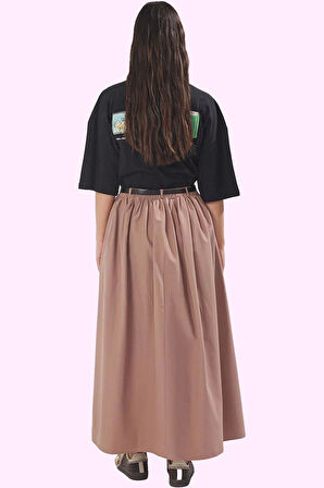 Kadın Maxi Etek Düz Desen A line Kesim Terrycotton Kumaş Günlük Kullanım Dayanıklı Malzeme