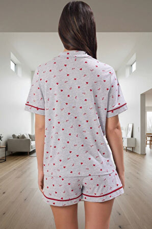 Kalpli Desenli %100 Pamuk Örme Pijama Takımı Rahat Şık Yazlık Kullanım Özel Tasarım