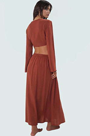 Plaj için Şal Desenli Uzun Bluz Etek Takımı; Viskoz Rahat Kalıp Günlük Kullanım İçin