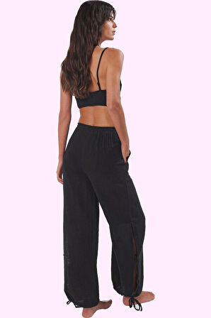 Kadın Müslin Pantolon; Pamuk Bağlama Detaylı Boru Paça Yazlık Rahat Yaz Aylarının Vazgeçilmezi