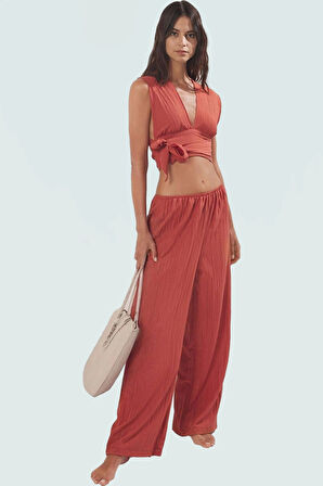 Dokuma Viskoz Plaj Takımı Oversize Yazlık Rahat Özel Tasarım Ve Şık