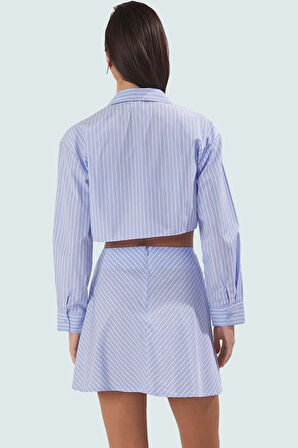 Nefes Alan Pamuklu Dokuma Mini Plaj Takımı Çizgili Desen Rahat Kalıp Ve Şık