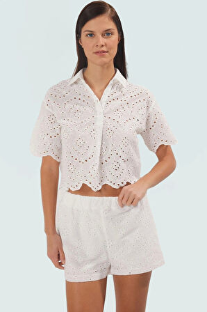 Pamuklu Brode Plaj Takımı Dik Yaka Yazlık Şort Yüksek Kalite Özenle Seçilmiş Mükemmel Uyum