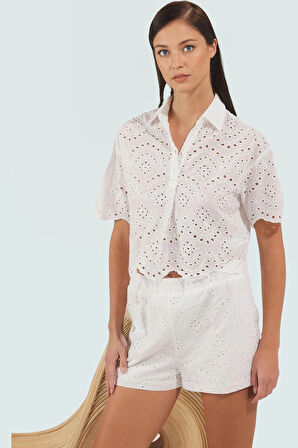 Pamuklu Brode Plaj Takımı Dik Yaka Yazlık Şort Yüksek Kalite Özenle Seçilmiş Mükemmel Uyum