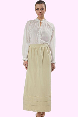 Kadın Pamuk Polyester Maxi Kloş Etek Dantel Detaylı Tüm Sezon Günlük Kullanım Modern Tasarım