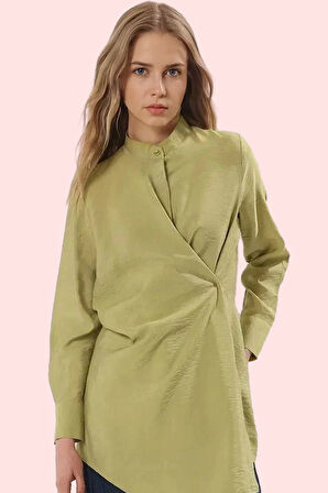 Kadın Regular Kalıp Viscon Gömlek; Lilyum Desen Bisiklet Yaka İlkbahar Sonbahar Günlük Kullanım