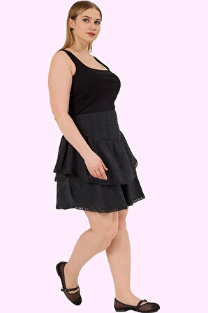 Kadın Pamuk Yazlık Brode Mini Etek Düz Casual Şık Günlük Kullanım Yaz Aylarının Vazgeçilmezi