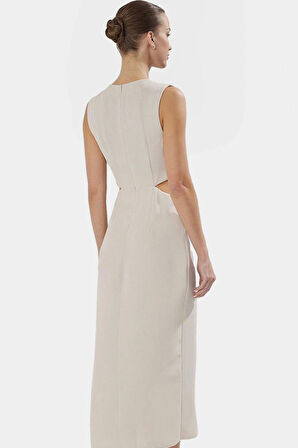 A Kesim Maxi Elbise Cut Out Detaylı Polyester Krep Dokuma Mükemmel Uyum Özenle Seçilmiş