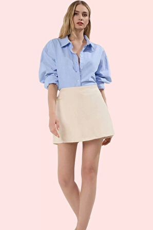 Kadın Yazlık Pamuk Şort Etek Yüksek Bel Boru Paça Düz Desen Günlük Yaz Aylarının Vazgeçilmezi