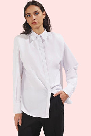 Kadın Gömlek Klasik Yaka Pamuk Terrycotton Dokuma Günlük Hafta Sonu Yaz Aylarının Vazgeçilmezi