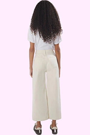 Kadın Yazlık Culotte Pantolon; Denim Kumaş Yüksek Bel Geniş Paça Pamuk Rahat Günlük Hafta Sonu