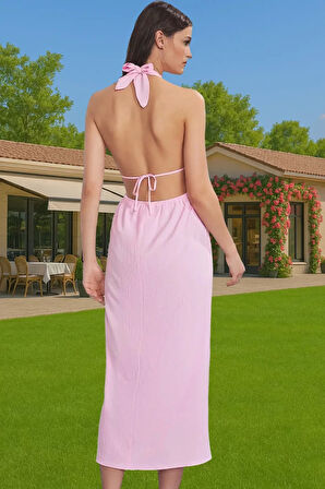 Kadın Yazlık Plaj Elbisesi V Yaka Bubble Krep Maxi Yüksek Kalite Modern Stil Rahat Kullanım