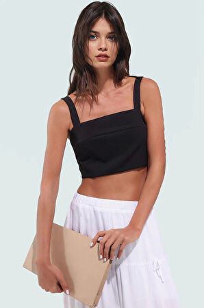 Basic Crop Bluz 87% Polyester 13% Elastan Yazlık Rahat Kaliteli İşçilik Seçkin Malzeme