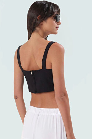 Basic Crop Bluz 87% Polyester 13% Elastan Yazlık Rahat Kaliteli İşçilik Seçkin Malzeme