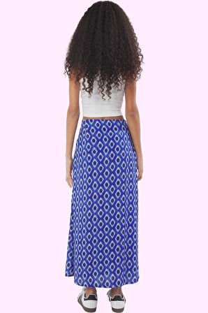 Kadın Shally Dokuma Çiçekli Yırtmaçlı A line Viskoz Midi Etek Günlük Kullanım Modern Tasarım