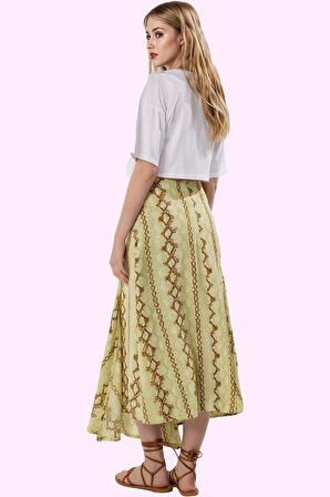 Kadın Yazlık Asimetrik Maxi Etek Viskoz Dokuma Kumaşlı Günlük Hafta Sonu Dayanıklı Malzeme