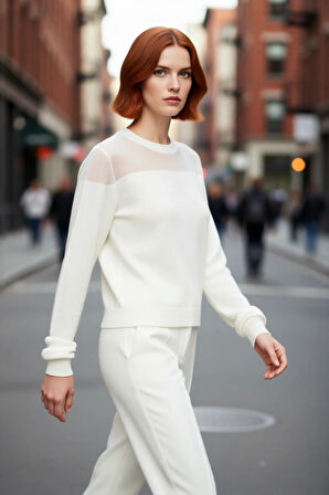 Kadın Casual Basic Siluet İnce Triko Kazak Bisiklet Yaka Uzun Kol İlkbahar Sonbahar Stili Kaliteli