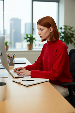 Kadın Basic Siluet Oversize Dik Yaka İspanyol Kol Akrilik Triko Kazak Konforlu Ve Modern Kaliteli