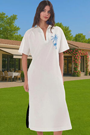 Yazlık Şık Maxi Plaj Elbisesi Pamuk Kumaş Rahat Kesim Premium Kalite Rahat Ve Şık Modern Stil