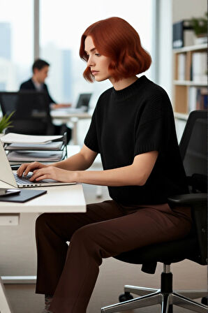 Kadın Oversize Kesim Dik Yaka Kalın Dokulu Triko Kazak Kısa Kollu Rahat İlkbahar Sonbahar Giysisi