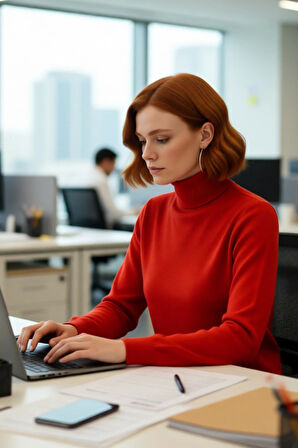 Kadın Basic Oversize Balıkçı Yaka Triko Kazak Standart Kol Rahatlığıyla Kış Sezonu Vazgeçilmezi