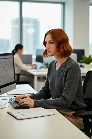 Kadın Akrilik Regular Kalıp Triko Kazak V Yaka Ajurlu Düşük Kol Kışın Günlük Kullanım İçin İdeal.