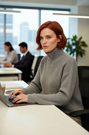 Kadın Orta Kalınlık Düşük Kol Selanik Dokuma Regular Kesim Uzun Triko Kazak Günlük Kullanıma Uygun