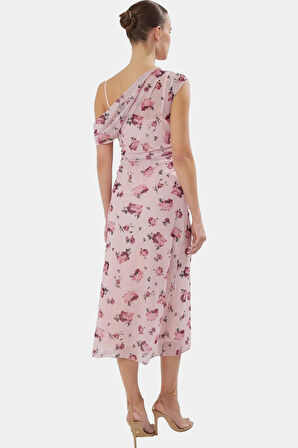 Örme Tül Midi Elbise 120cm Boy Çiçek Desen Bodycon Kalıp Özel Tasarım Rahat Ve Şık