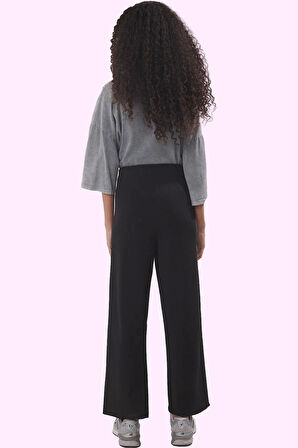 Kadın Günlük Kullanım İçin Örme Pantolon Yüksek Bel Geniş Paça Straight Siluet Özel Günler