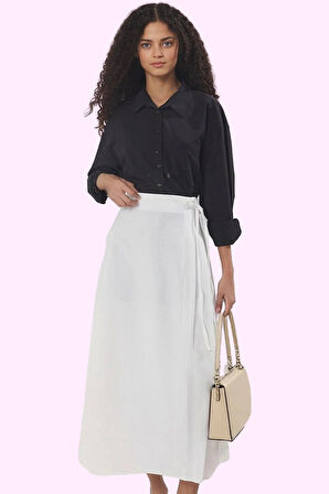 Kadın A line Maxi Etek 100% Polyester Dokuma Kumaş Ramadan Koleksiyonu Ofis Şıklığı Günlük Kullanım