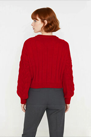 Kadın Basic Oversize Saç Örgü Dik Yaka Crop Triko Kazak Soğuk Havalar İçin Modern Stil Kaliteli