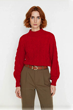 Kadın Basic Oversize Saç Örgü Dik Yaka Crop Triko Kazak Soğuk Havalar İçin Modern Stil Kaliteli