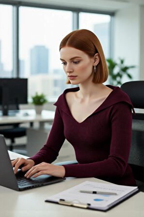 Kadın Modern Fitted Triko Bluz Devrik Carmen Yaka İnce Fitilli Dokuma Uzun Kol Crop Tasarım