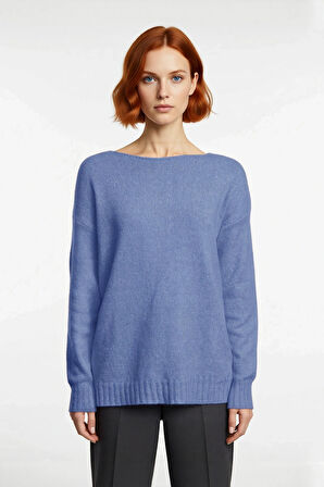 Kadın Oversize Triko Kazak Kayık Yaka İnce Dokulu Rahat Ve Şık İlkbahar Sonbahar Modası Kaliteli