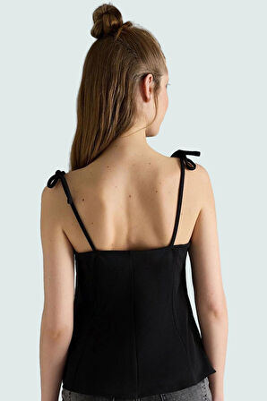 Bağcıklı Askılı Örme Bluz Kadın Peplum Günlük Stil Premium Kalite Şık Görünüm