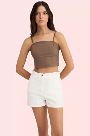 Kadın Yüksek Bel Geniş Paça Dokuma Mini Şort Pamuk Yaz Aylarının Vazgeçilmezi Günlük Kullanım