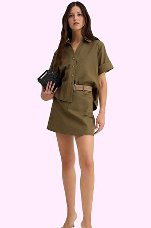 Kadın Gabardin Kumaş Mini Etek Yüksek Bel Pamuk Günlük Kombinler Yaz Aylarının Vazgeçilmezi