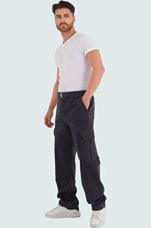 Erkek Modern Straight Fit Kargo Pantolon Pamuk Gabardin Kumaş Günlük Stil Kaliteli Malzeme