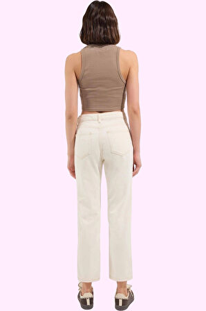 Kadın Pamuk Denim Jean Pantolon; Yüksek Bel Geniş Paça Günlük Stil Yaz Aylarının Vazgeçilmezi