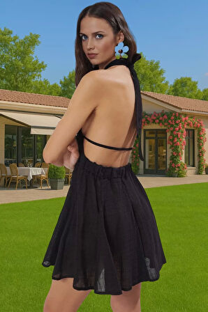 Yazlık Pamuklu Viskoz Keten Görünümlü Plaj Elbisesi Seçkin Malzeme Premium Kalite Konforlu Kesim