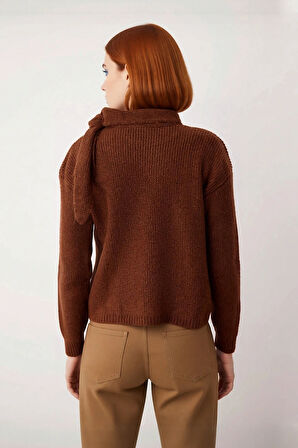 Kadın Basic Siluet Şal Yaka Uzun Kol Triko Kazak Soğuk Havalarda Cool ve Rahat Bir Görünüm