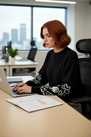 Kadın Basic Rahat Kalıp Akrilik Materyal İşlemeli Kollu Triko Kazak Kışlık Casual Giyim Seçimi