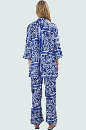 Şık Leopar Desenli Kimono Takım Nefes Alan Polyester Kumaş Görünüm Profesyonel