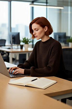 Kadın Salaş Oversize Balon Kol Bisiklet Yaka Selanik Dokuma Uzun Kollu Triko Kazak 100% Akrilik