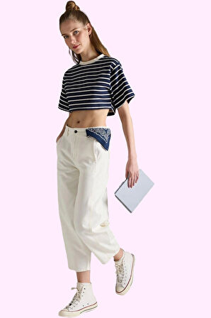 Kadın Boru Paça Pantolon Pamuk Rahat Kalıp Günlük Ve İş Hayatı Hafta Sonu Kaliteli Malzeme