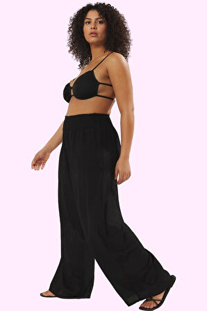 Kadın Yazlık Geniş Paça Pantolon Viskoz Polyester Büyük Beden Günlük Kullanım Modern Tasarım